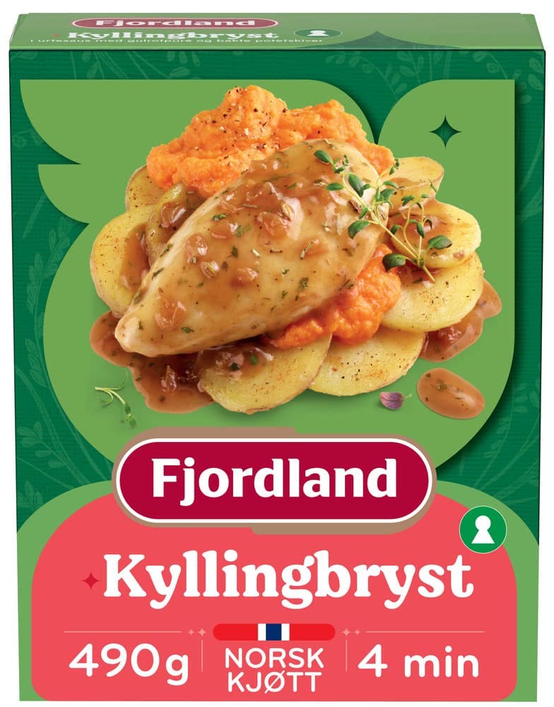 Kyllingbryst Med urtesaus, gulrotpuré og skivede poteter, 490 g