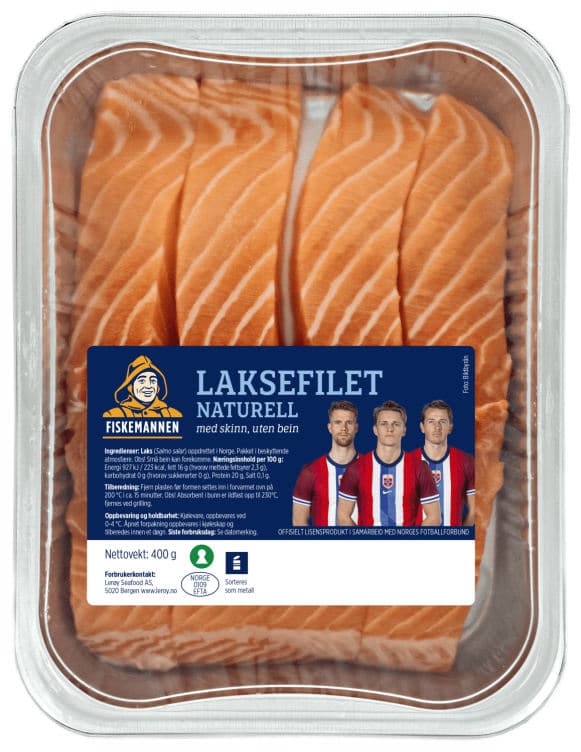 Laks Porsjoner m/Skinn 4x100g Fiskemannen