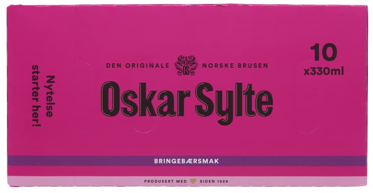 Bringebærsmak 0,33lx10 boks Oskar Sylte 3300 ml