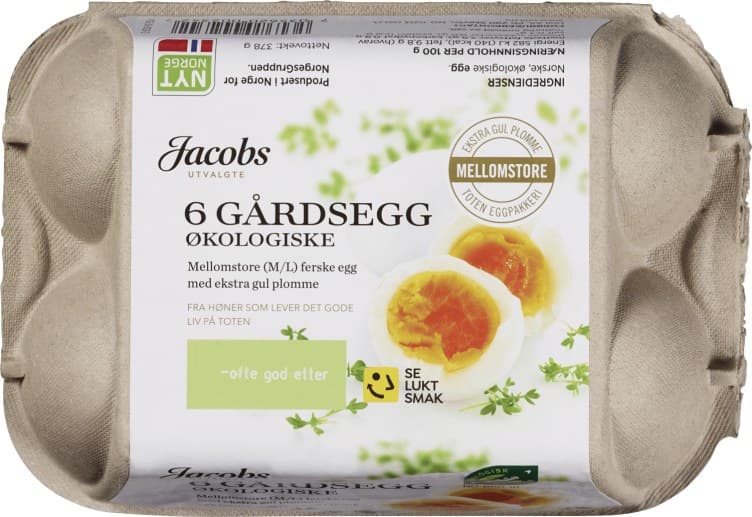 Egg Økologisk 6stk 375g Jacobs Utvalgte