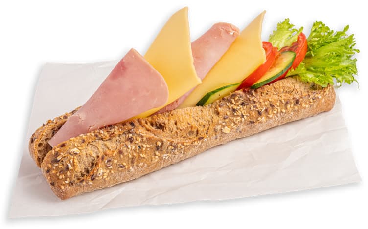 Grov baguette m/ost & skinke