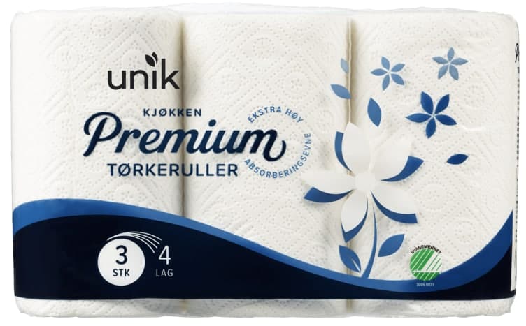 Tørkerull Premium 4-Lags 3rl Unik 3 stk