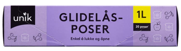 Glidelåspose 1l 20stk Unik