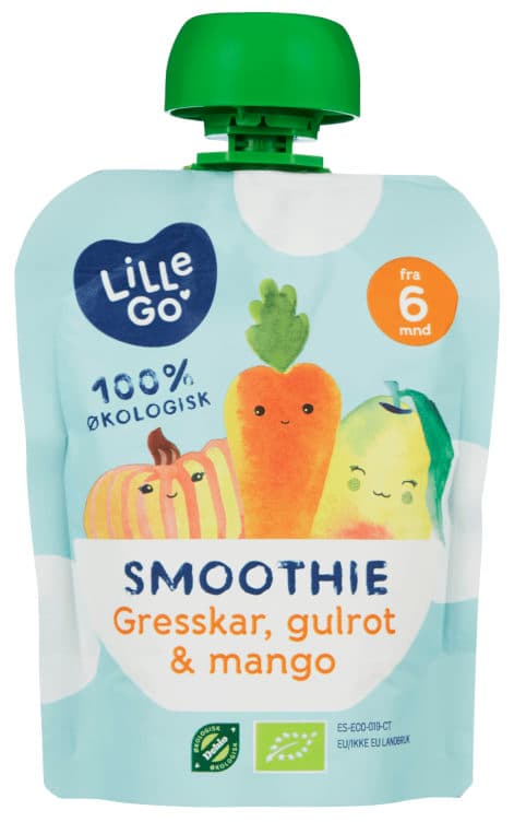 Smoothie Gresskar/Gulrot/Mango 90g Lillego