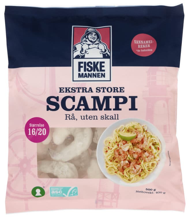 Scampi Asc Rå u/ Skall 16/20 400g Fm 500 g