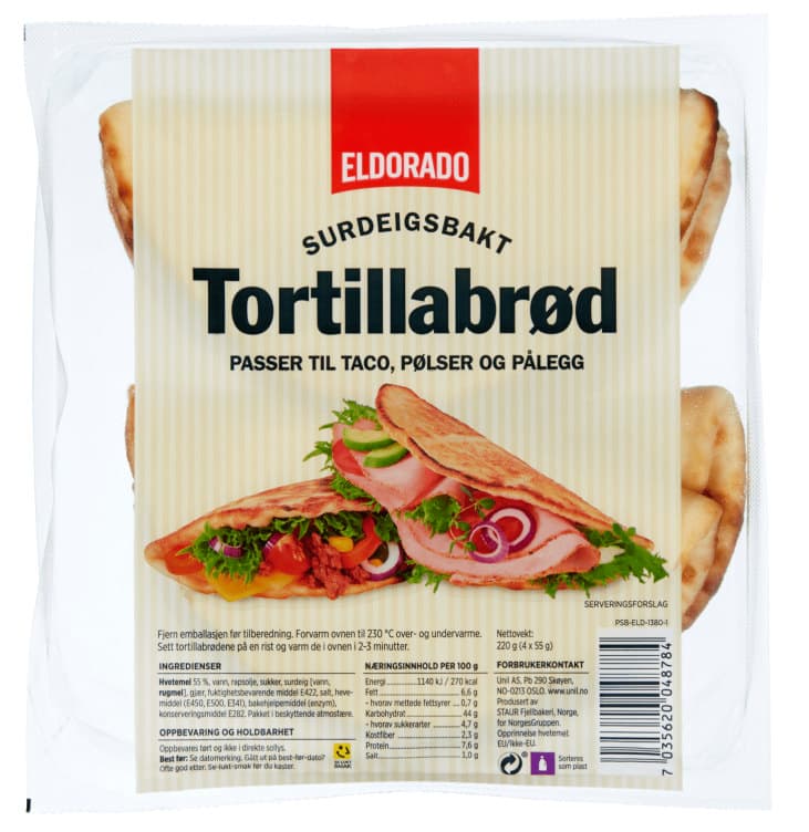 Tortillabrød Hvete 220g Eldorado 8 stk