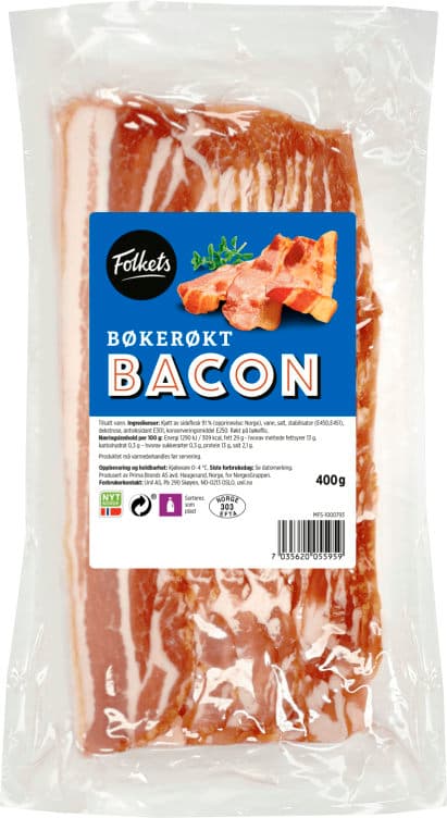 Bacon Bøkerøkt skivet 400g Folkets