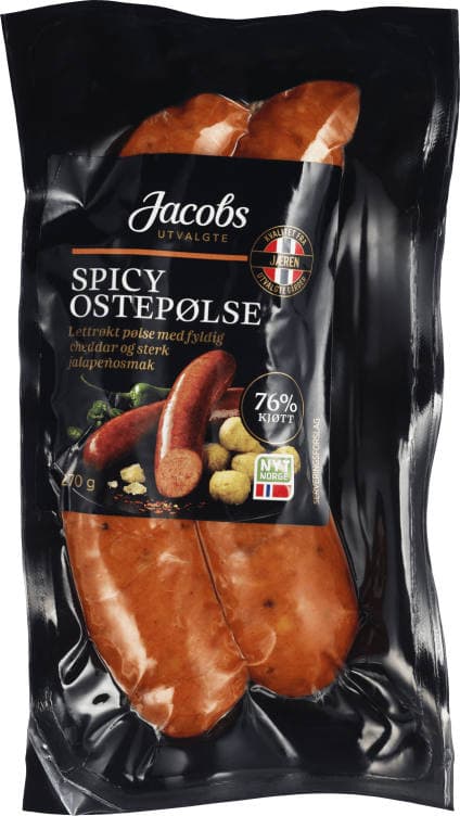 Ostepølse Spicy 270g A.Idsøe/Jacobs Utvalgte