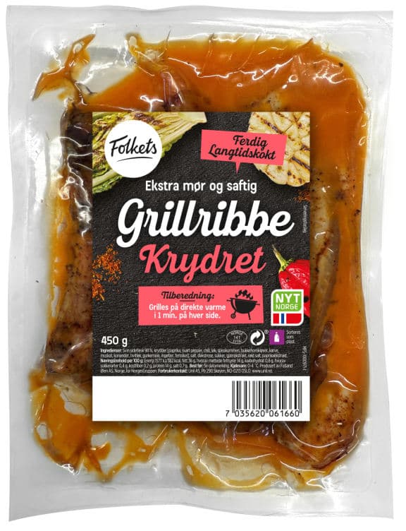 Svin Grillribbe Krydret Sous Vide 450g Folkets