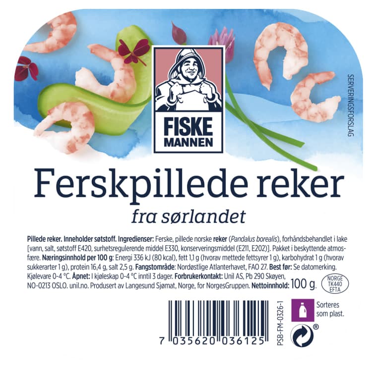 Reker Pillede Ferske 100g Fiskemannen