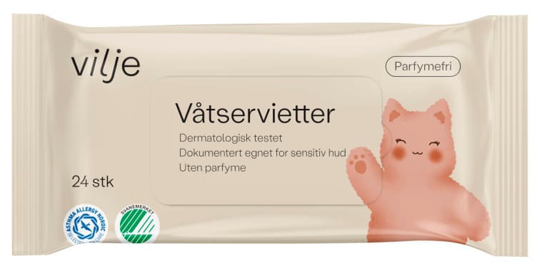 Våtservietter Plastfri 24stk Vilje