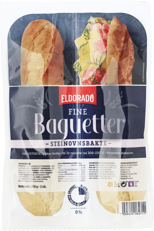 Baguette Fin Steinovnsbakt 2x125g Eldorado 250 g