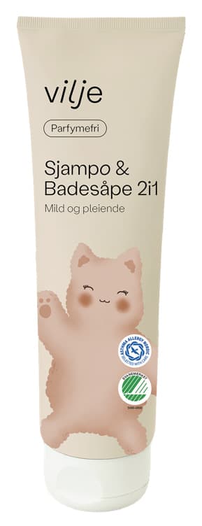 Sjampo&Badesåpe 2i1 Parfymefri 250ml Vilje
