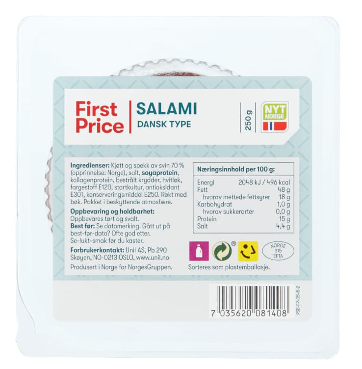 Salami Dansk Type 250g First Price