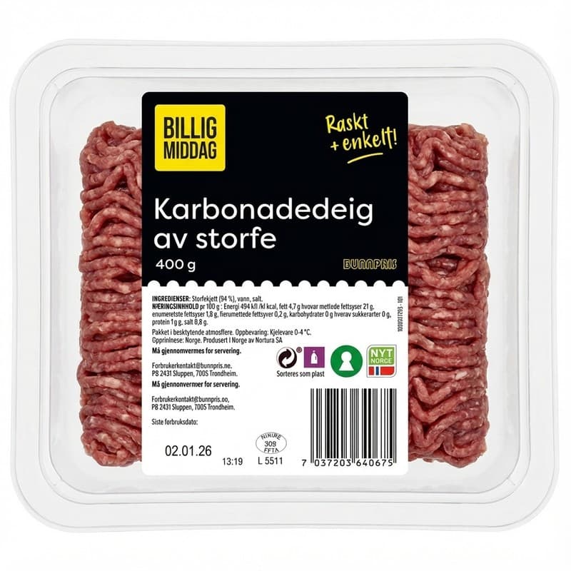Karbonadedeig Billig Middag 400g Gilde