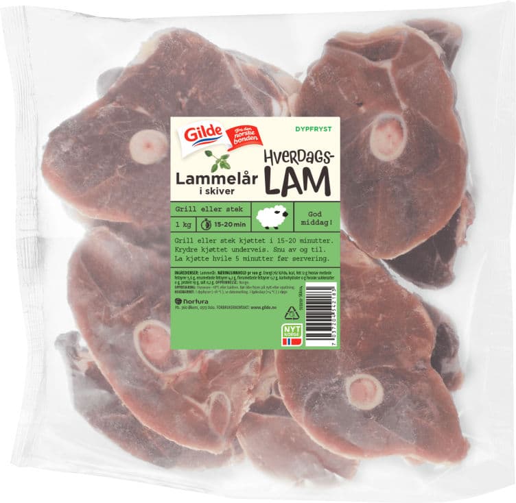Lammelår skiver Frys 1kg Gilde